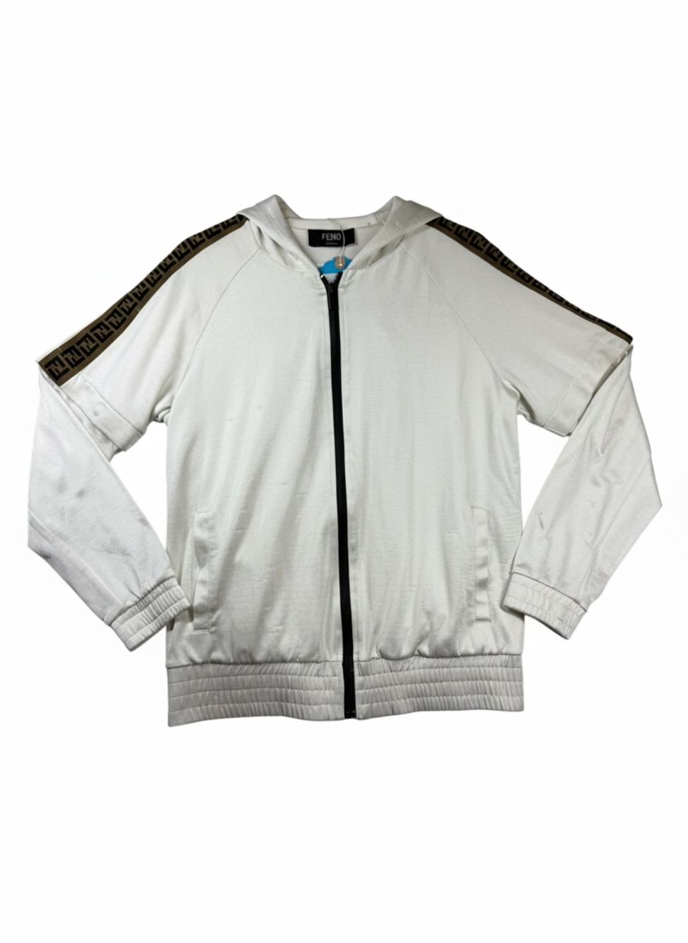FENDI Mens S FF Logo Convertible Detachable Sleeve Hooded Jacket Authenticated